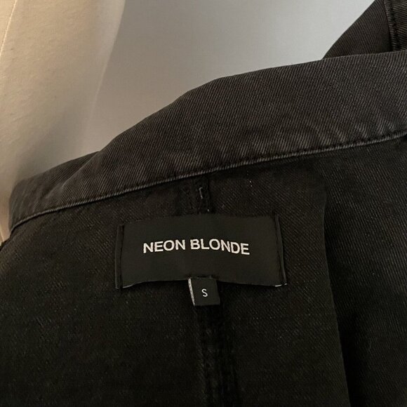 Neon Blonde High Flyer Oversized Denim Jacket Washed Black - Picture 9 of 10